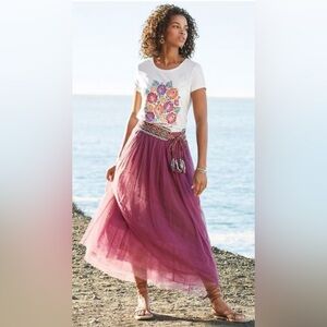 NWOT Peruvian Connection Masala Giselle Tulle maxi skirt